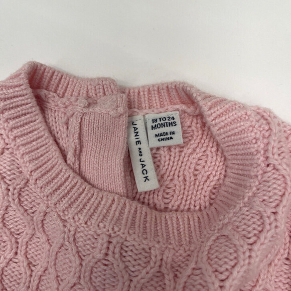 Janie and Jack Baby Girls Sweater Size 18m Pink Cable Knit Heart Valentines - Picture 4 of 5